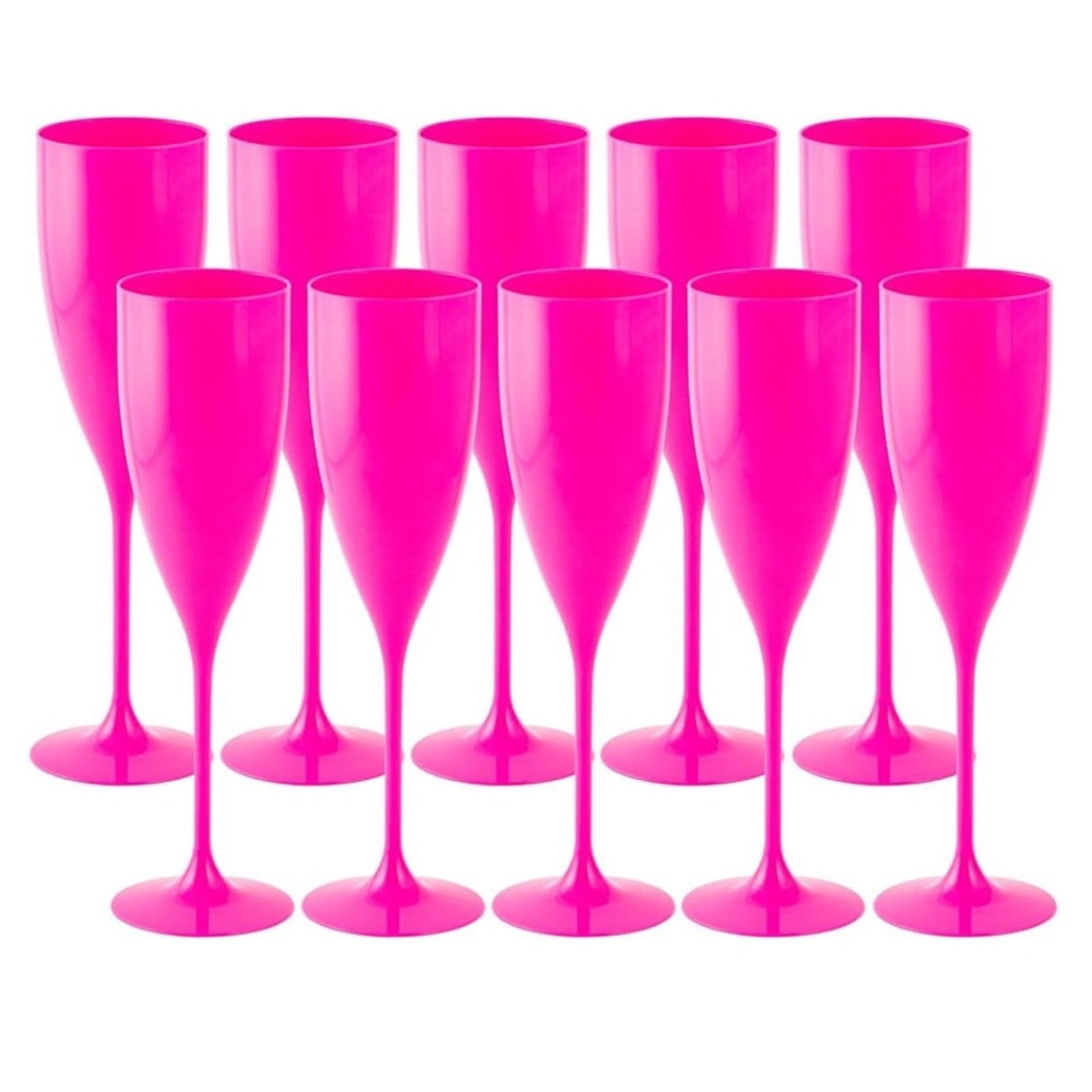 Pink plastic champagne flutes